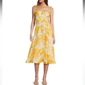 ANTONIO MELANI Yellow Floral Midi Dress